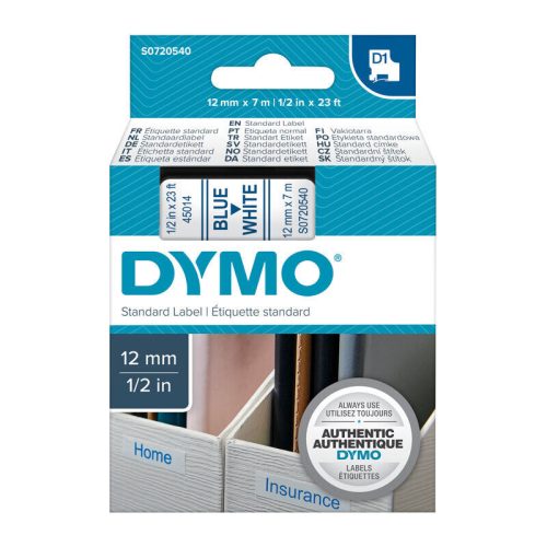 D1 Blue on Wht 12mmx7m Tape Tech